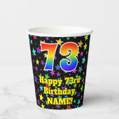 73誕生日:おもしろい星パターンと虹73 紙コップ (裏面)