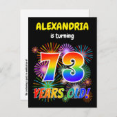 73誕生日-おもしろい花火、レインボールック"73" ポストカード (正面/裏面)