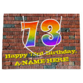 73誕生日:おもしろい、グラフィティインスパイアレインボーー# 73 ラージペーパーバッグ (正面)