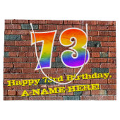 73誕生日:おもしろい、グラフィティインスパイアレインボーー# 73 ラージペーパーバッグ (裏面)