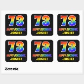 73誕生日:はっきりした,おもしろい,シンプル虹, 73 スクエアシール (シート)