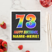 73誕生日:はっきりした,おもしろい,シンプル虹, 73 スタンダードランチョンナプキン (インサイチュ)