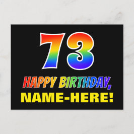 73誕生日:はっきりした,おもしろい,シンプル虹, 73 ポストカード