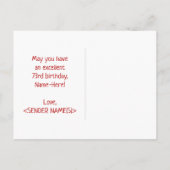 73誕生日:はっきりした,おもしろい,シンプル虹, 73 ポストカード (裏面)