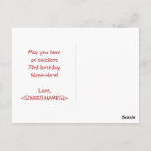 73誕生日:はっきりした,おもしろい,シンプル虹， 73 ポストカード (裏面)