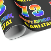 73誕生日:はっきりした,おもしろい,シンプル虹, 73 ラッピングペーパー (ロールコーナー)