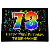 73誕生日-カラフル音楽シンボル、レインボー73 ラージペーパーバッグ (正面)