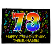 73誕生日-カラフル音楽シンボル、レインボー73 ラージペーパーバッグ (裏面)