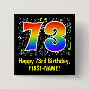 73誕生日:カラフルMusic Symbols, Rainbow 73 缶バッジ