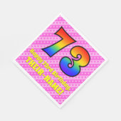 73誕生日：ピンクストライプのハート、レインボー# 73 スタンダードランチョンナプキン (角)