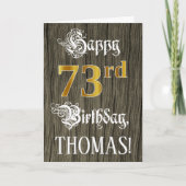 73誕生日:フェイク金ゴールドルック+木フェイク模様 カード (正面)