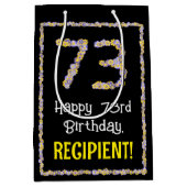 73誕生日:フローラ花数名前をカスタムする ミディアムペーパーバッグ (正面)