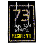 73誕生日:フローラ花数名前をカスタムする ミディアムペーパーバッグ (裏面)