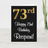73誕生日～ラグジュアリーエレガントなフェイク金ゴールドルック# カード (正面)