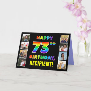 73誕生日：レインボー文字カスタム、写真&名前 カード