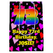 73誕生日:愛するハートパターン、虹# 73 ミディアムペーパーバッグ (裏面)