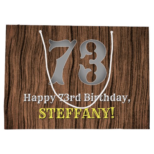 73誕生日: Country インスパイア Western  Look, Name ラージペーパーバッグ (裏面)