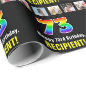 73誕生日: Rainbow "73";写真カスタムと名前 ラッピングペーパー (ロールコーナー)