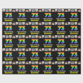 73誕生日: Rainbow "73"；写真カスタムと名前 ラッピングペーパー