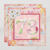 73rd誕生日パーティースクラップブック作りスタイル 招待状 (正面/裏面)