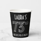 73rd誕生日パーティー:アールデコスタイル+名前をカスタムする 紙コップ (裏面)