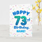 73rd Birthday, Balloon Number, Customizable Name カード (黄色い花)