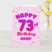 73rd Birthday, Balloon Number, Customizable Name カード (黄色い花)