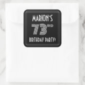 73rd Birthday Party:アールデコスタイルと名前をカスタムする スクエアシール (バッグ)