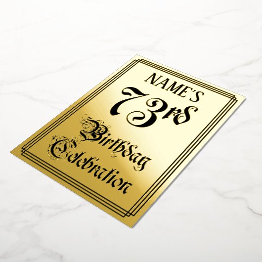 73rd Birthday Party – スクリプエレガントト+名前をカスタムする 箔招待状 (回転した状態)