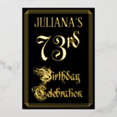 73rd Birthday Party – スクリプファンシートと名前をカスタムする 箔招待状 (正面)