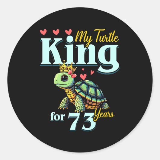 73rd Wedding Anniversary Couples My Turtle King Fo ラウンドシール (正面)