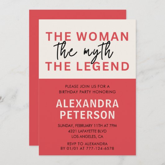 74おもしろい歳の誕生日招待状ユーモア女性神話 招待状 (正面/裏面)