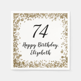 74エレガント誕生日ナプキンズと金ゴールドシーケンサー スタンダードカクテルナプキン