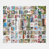 74フォトパーソナライズされたコラージュ編集可能カラーフレック フリースブランケット (正面(横))