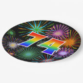 74回目のイベント - 楽しくて、カラフルで、大胆で、虹色の74 ペーパープレート (アングル)