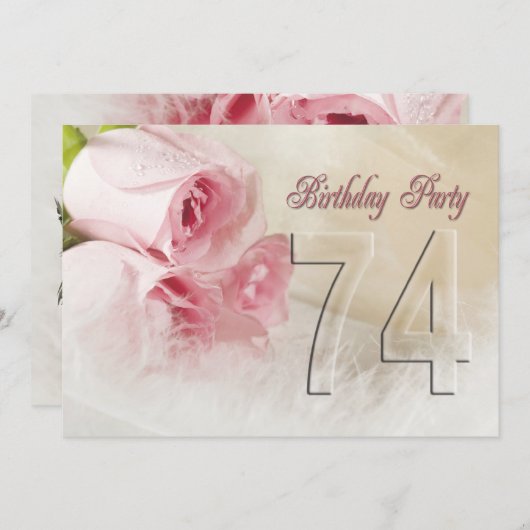 74年の誕生日パーティーの招待 招待状 (正面/裏面)