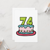 74歳お誕生日ケーキ カード (正面/裏面インサイチュ)