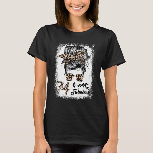 74歳とっても素敵なミッシーBun Leopard 74誕生 Tシャツ (正面)