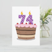 74歳のお誕生日ケーキ カード (スタンド正面)