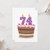 74歳のお誕生日ケーキ カード (正面/裏面インサイチュ)