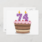 74歳のお誕生日ケーキ ポストカード (正面/裏面)