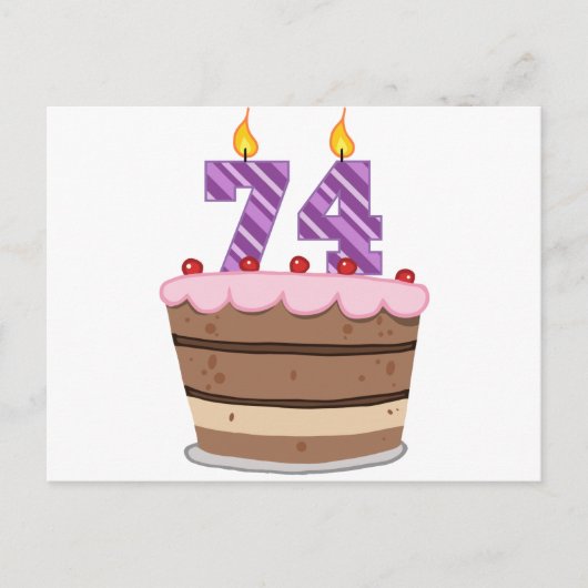 74歳のお誕生日ケーキ ポストカード (正面)