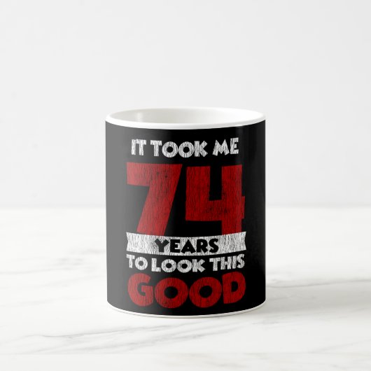 74歳の誕生日おもしろギフト コーヒーマグカップ (中央)