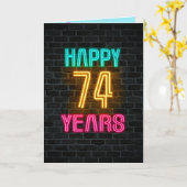 74歳の誕生日にネオンのサインが入る カード (黄色い花)