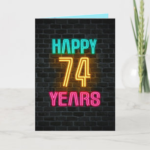 74歳の誕生日にネオンのサインが入る カード