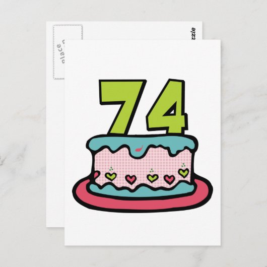 74歳の誕生日ケーキ ポストカード (正面/裏面)