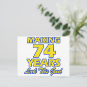74歳の誕生日デザイン ポストカード (スタンド正面)