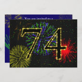 74歳の誕生日パーティーの招待 招待状 (正面/裏面)