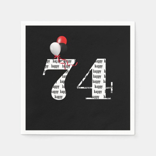 74歳の誕生日パーティーバルーン スタンダードカクテルナプキン (正面)