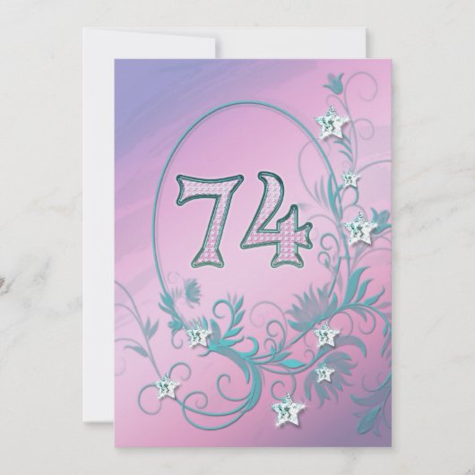 74歳の誕生日パーティー招待状 招待状 (正面)